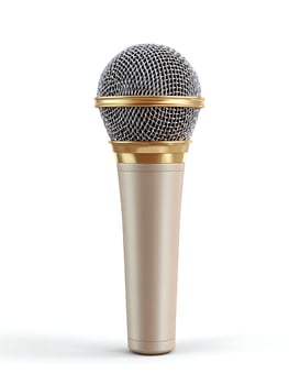 A gold microphone on white background photo