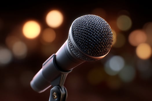 A microphone on stage. photo
