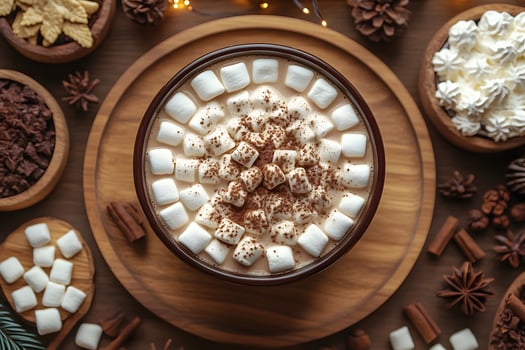 Delicious Hot Chocolate with Marshmallows and Whipped Cream for Cozy Winter Nights photo