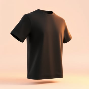 Floating Black T-Shirt Mockup on Soft Peach Background, High-Quality Apparel Template for Fashion Design, Branding, Print-on-Demand, Clothing Promotion, and E-Commerce Product Display photo
