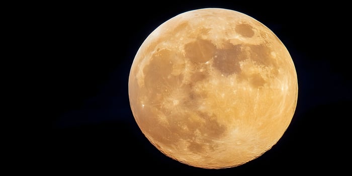 Closeup Detailed Golden Full Moon Night Sky Astronomical Image photo