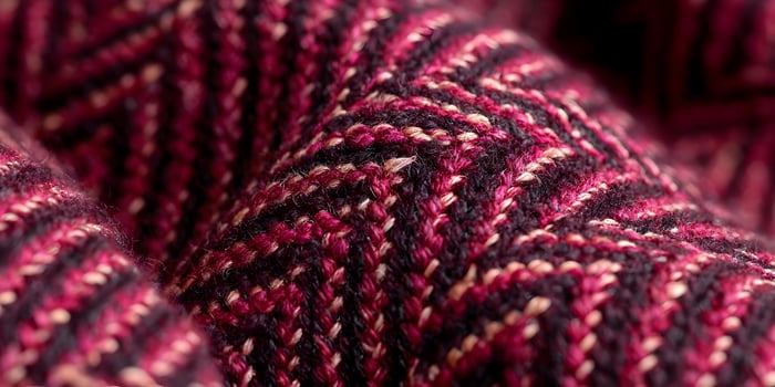 Closeup Dark Pink and Black Knit Fabric Texture Detailed Textile Material Background photo