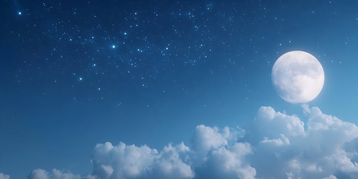 Full Moon Night Sky Clouds Stars photo