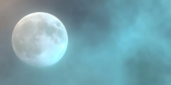 Full Moon in Teal Night Sky with Cloudscape photo