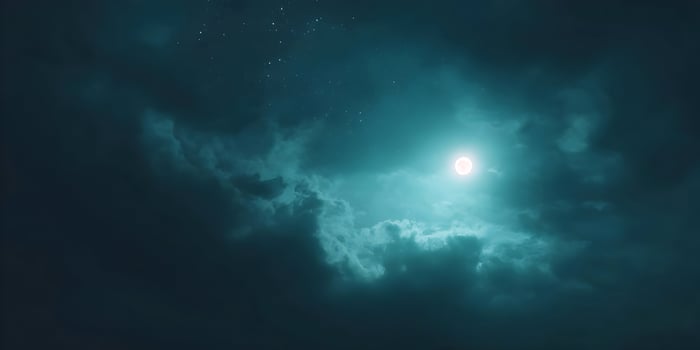 Full Moon Night Sky Cloudscape Dark Teal Blue Night photo