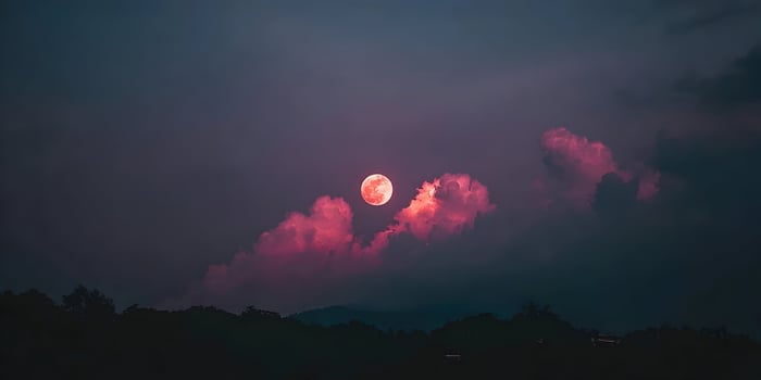 Pink Moon Night Sky Full Moon Cloudscape Dark Night photo