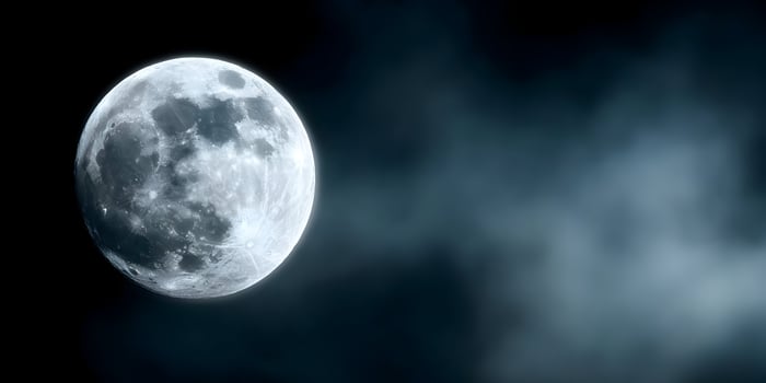 Full Moon in Night Sky with Dark Clouds Background photo