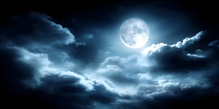 Full Moon Night Sky Dramatic Cloudscape Dark Blue Night photo