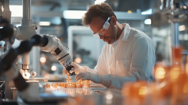Scientist working with advanced technology in a laboratory setting during daylight hours photo