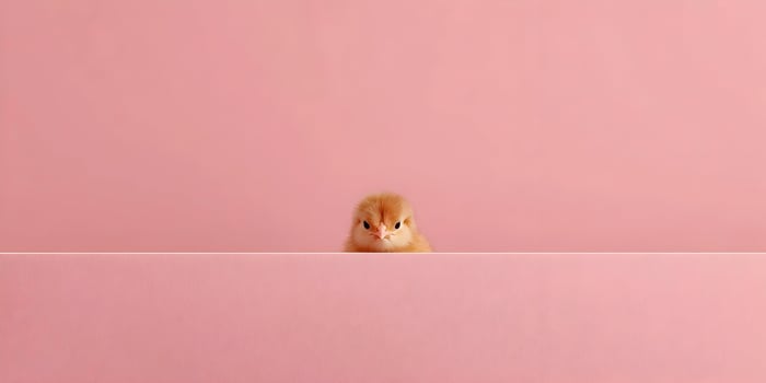Cute Baby Chick on Pink Background Minimalist Design photo