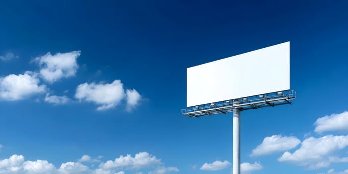 Blank Advertising Board with Daylight Background photo