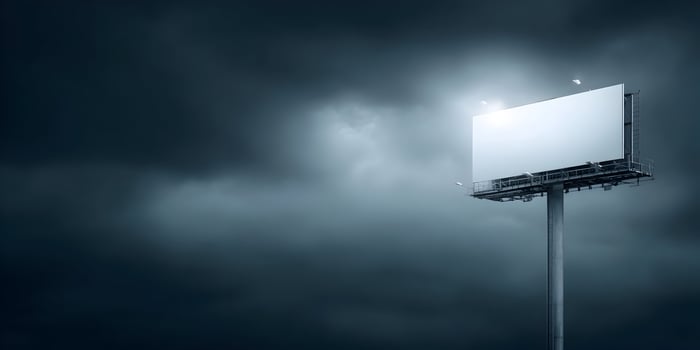 Blank Billboard Advertisement Night Sky Outdoor Mockup photo