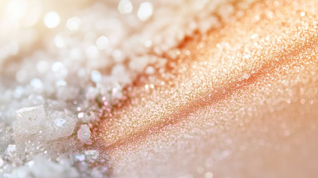 Sparkling crystals and shimmering sand create a stunning visual effect in bright, natural light at sunset photo