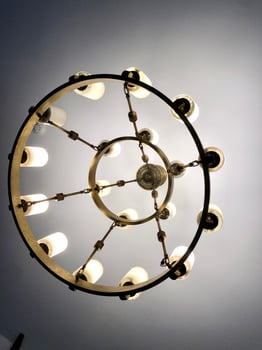 Upside down captured of modern lamp in living room photo