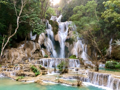 Beautiful sense of KunagSi waterfall in Luang Prabang of Laos photo
