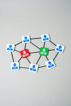 Conflict in the corporate environment and ways to resolve it. Two poles in the team of a business company. Workplace polarization. Leadership challenges, communication breakdowns. photo