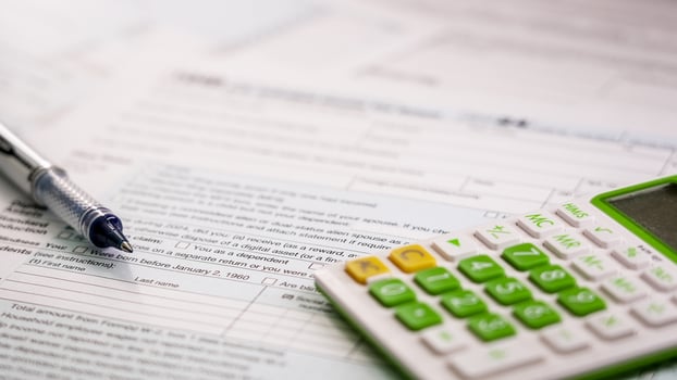 Tax return documents highlighting important financial information photo