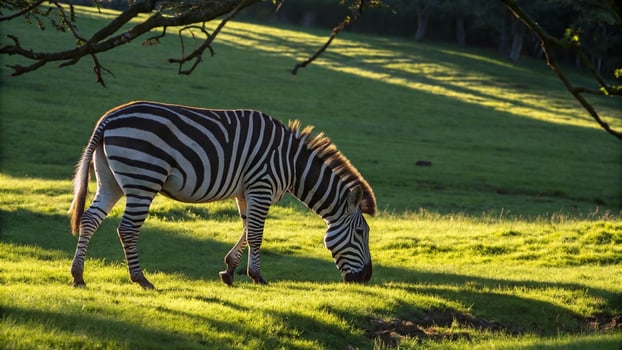A zebra grazing on grass photo