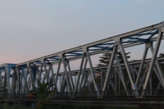 A bridge with metal beams photo