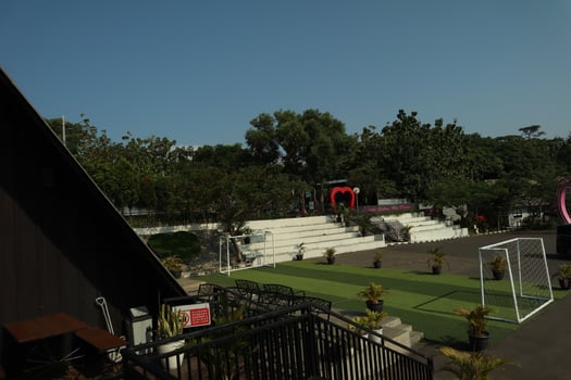 A soccer field with a goal photo