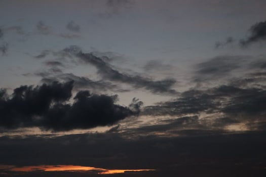 A sunset with clouds in the sky photo