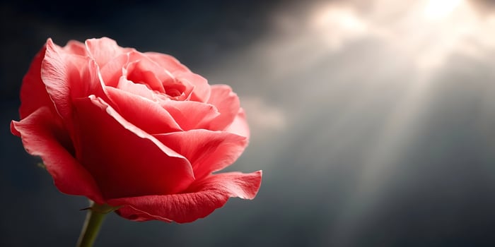 Single Pink Rose Close Up Soft Light Background photo