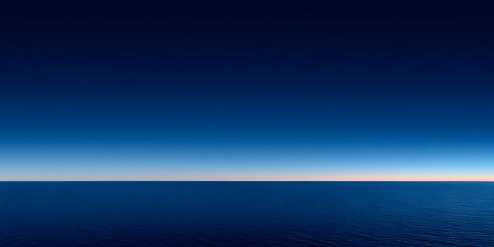 Dark Blue Ocean Night Sky Minimalist Seascape photo