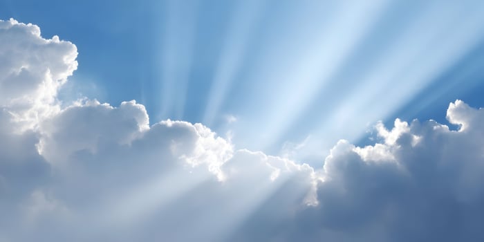 Sun Rays Breaking Through Clouds Bright Sky Illumination Heavenly Light Dramatic Cloudscape photo