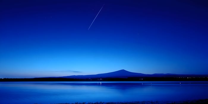 Night Landscape Mountain Lake Starry Sky Meteor photo