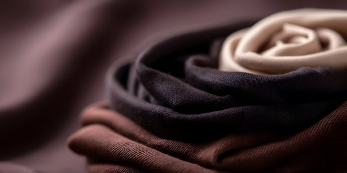 Closeup Brown Beige Black Fabric Texture Swirls Soft Knit Material photo