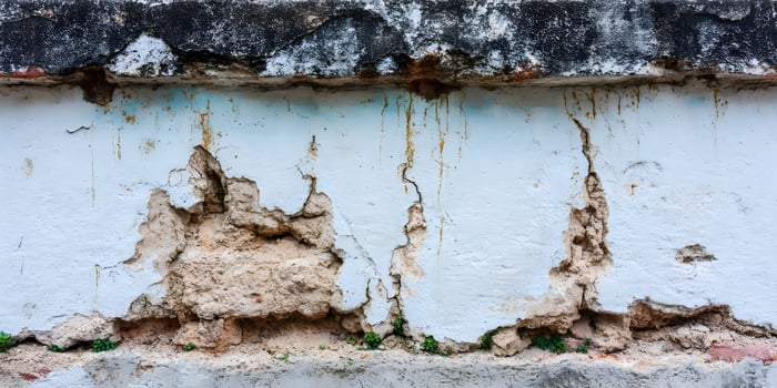 Old Weathered Wall Texture Light Blue Plaster Damaged Concrete Background photo