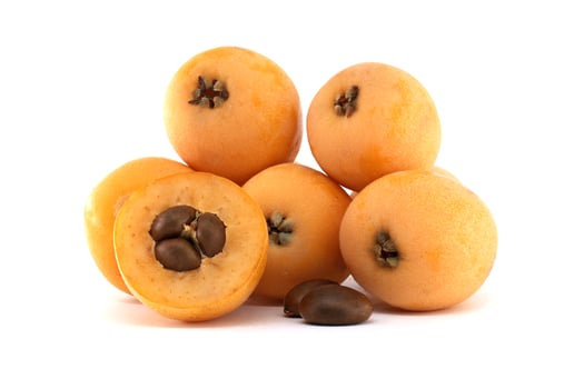 Fresh loquats with seeds photo