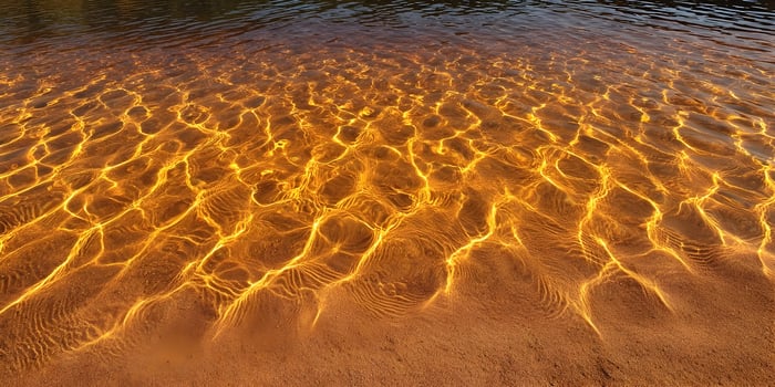 Golden Sunlight Reflecting on Sandy Water Bottom photo