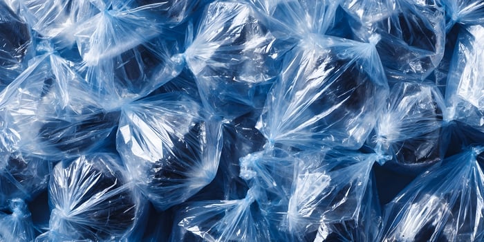 Blue Plastic Bags Close Up Texture Background photo
