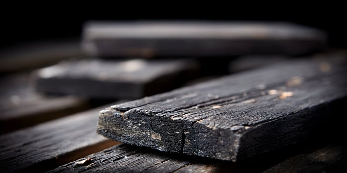 Dark Weathered Wood Planks Stack Closeup Rustic Texture Background photo