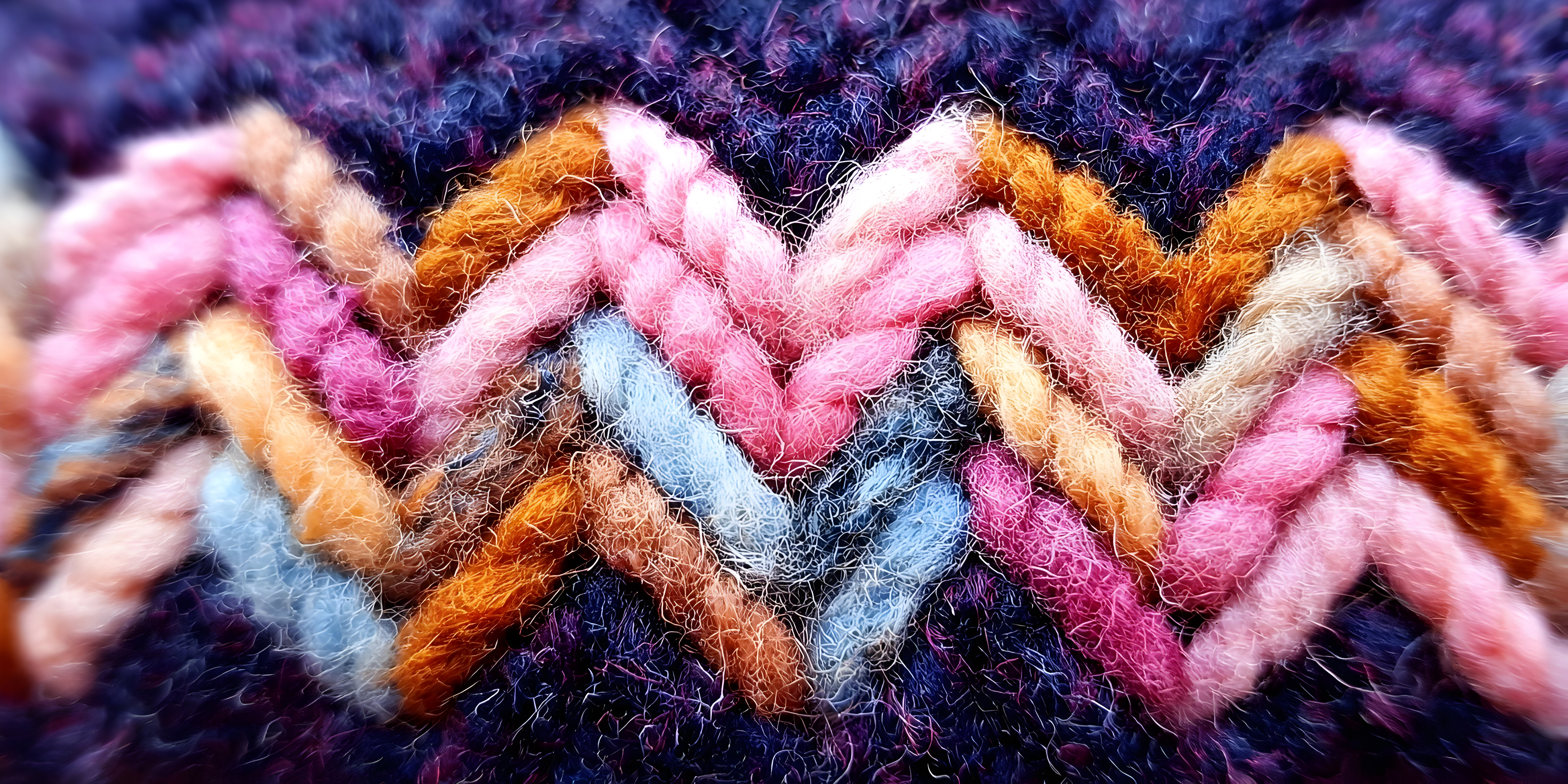 Closeup Knit Texture Multicolored Wool Yarn Fabric Detail photo