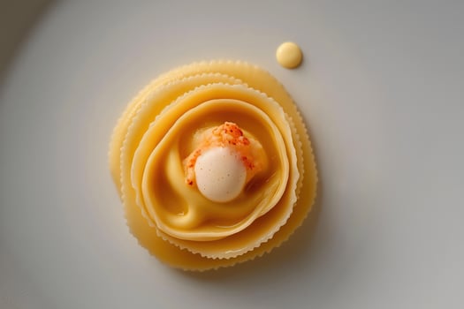 Lobster ravioli presenting culinary art in michelin star restaurant photo