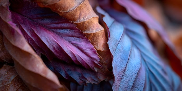 Closeup Dried Leaves Purple Brown Blue Autumn Nature Texture photo