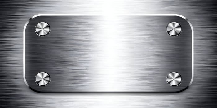 Brushed Metal Plate with Rounded Corners and Screws photo