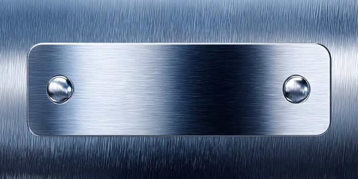 Brushed Metal Plate Background Two Rivets Chrome Steel Texture photo
