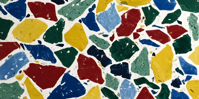 Colorful Terrazzo Texture Irregular Stone Chips Red Yellow Green Blue Background photo