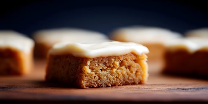 Closeup Brownies with Vanilla Icing Sweet Dessert Treat Food Photography photo