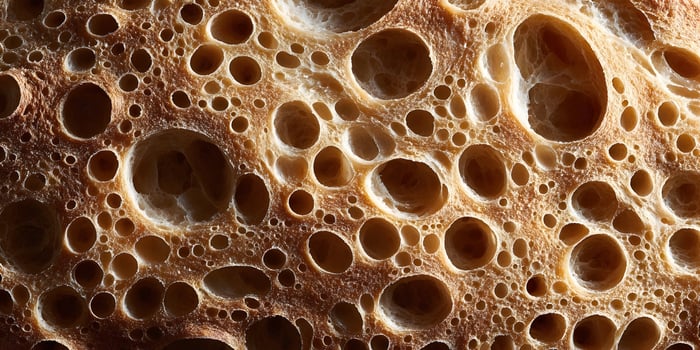 Closeup Brown Bread Texture Airy Holes Crumb Detail photo