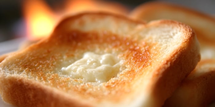 Buttered Toast Closeup Golden Brown Crust Melted Butter Breakfast Food photo