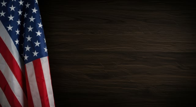 American flag on dark wooden background representing patriotism freedom and celebration for memorial or independence day photo