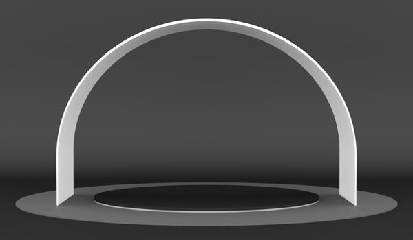 Round podium with arch, showroom, stage, illustration photo