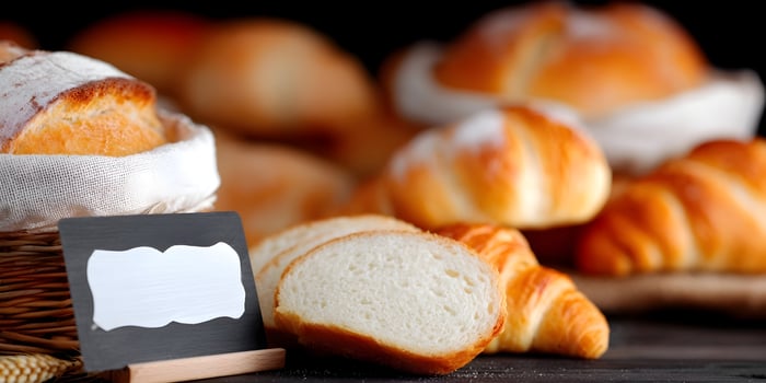 Freshly Baked Bread and Croissants Bakery Display photo