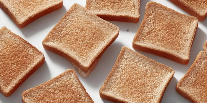 Overhead Shot Multiple Slices Toasted Bread White Background photo