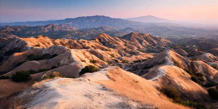 Sunset View Rolling Hills Landscape California Mountain Range Golden Hour photo