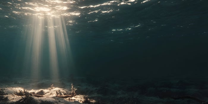 Underwater Scene Sunlight Rays Ocean Floor Seabed Coral Reef photo